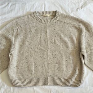 Micaela Greg Elegant Speckled Cream Crew Neck Sweater